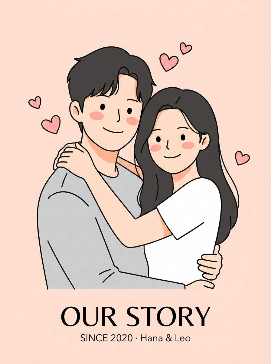 Anniversary "Our Story" Illustration · Upload Photo → Webtoon Keepsake