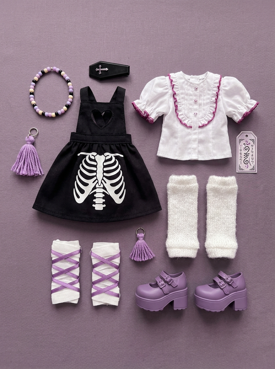 BJD Outfit Flat-Lay — Emberfox Doll Clothes Design Sheet