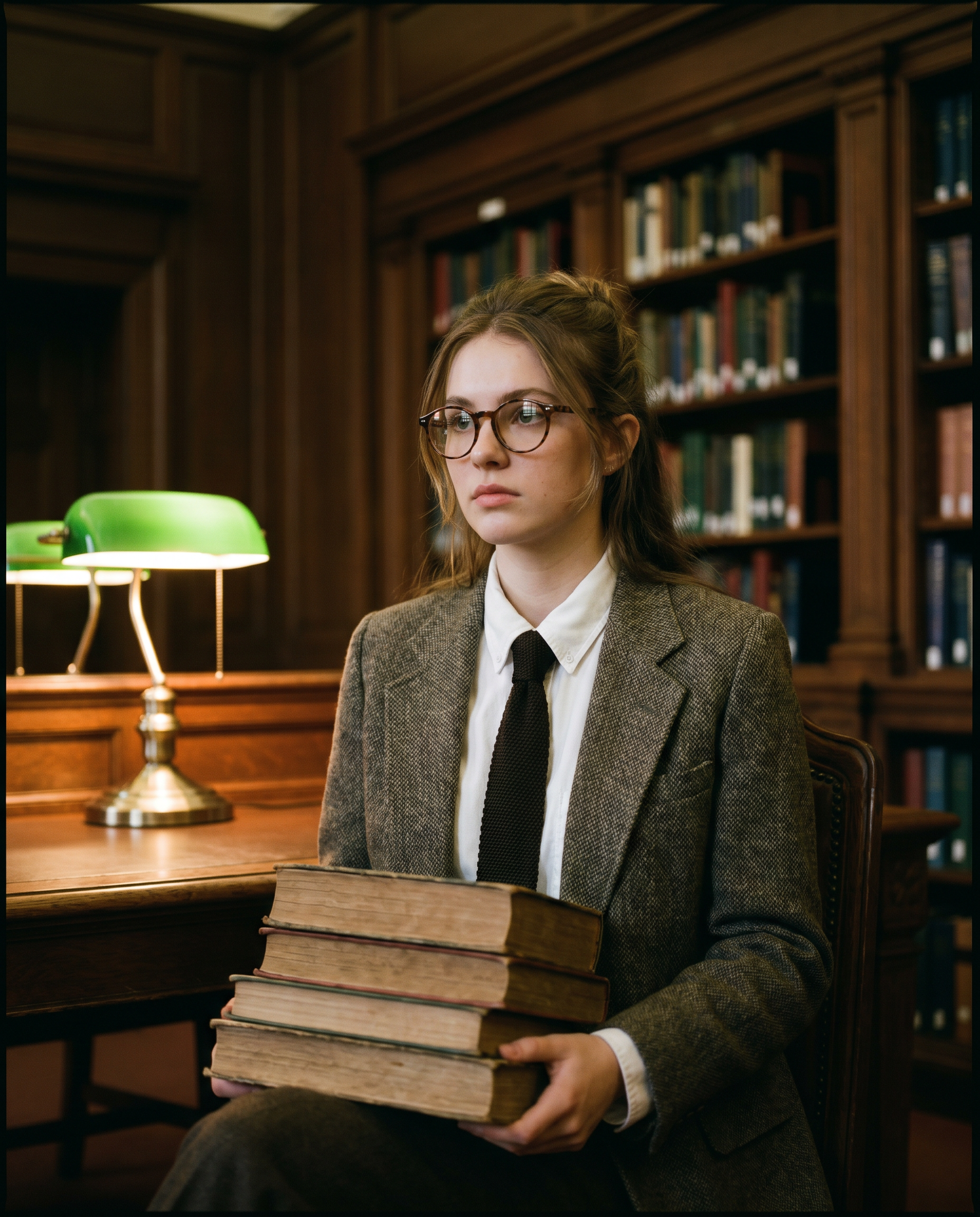 Dark Academia Portrait · British Prep Library Editorial