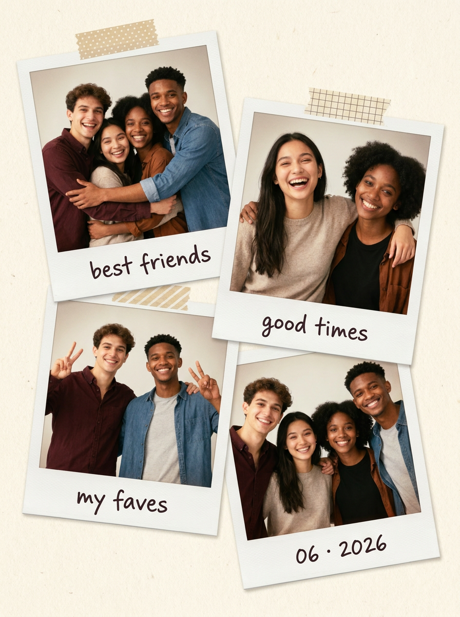 Polaroid Friends Collage Maker — Upload Photo → Retro Instant-Photo Scrapbook
