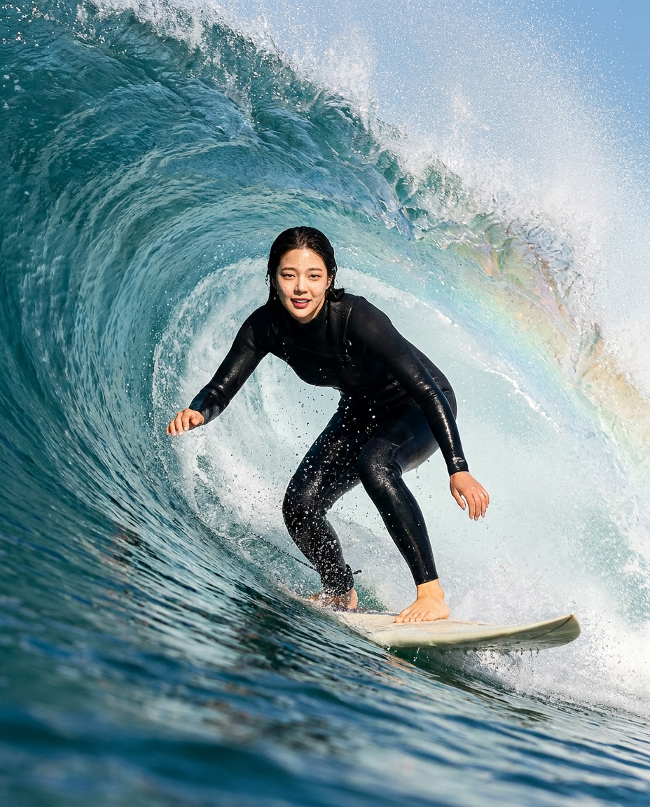 Surfer · Upload Photo → You Riding the Barrel (Identity-Preserving)