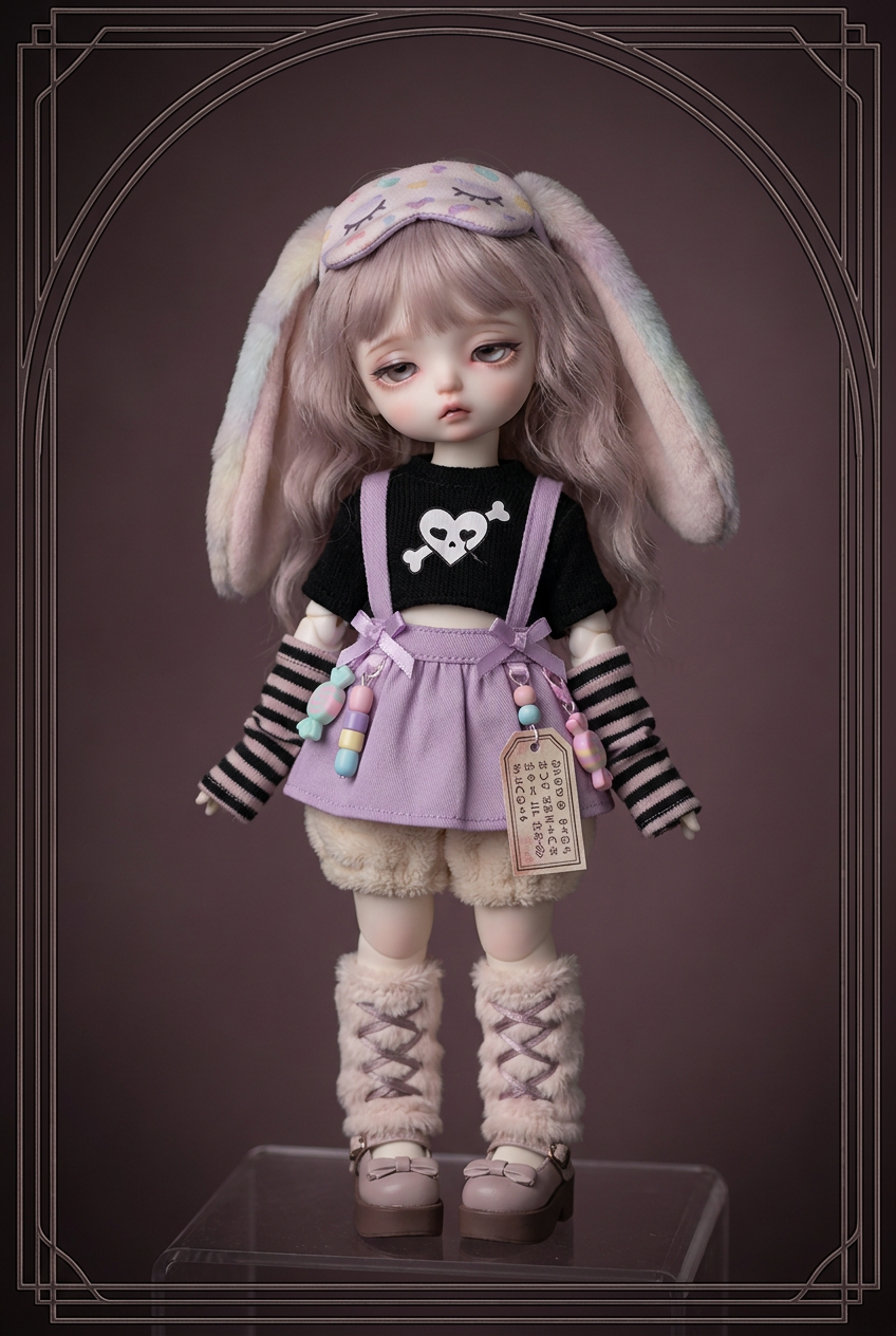 Lullaby Bunny BJD Doll — Sleepy Pastel-Goth Collectible
