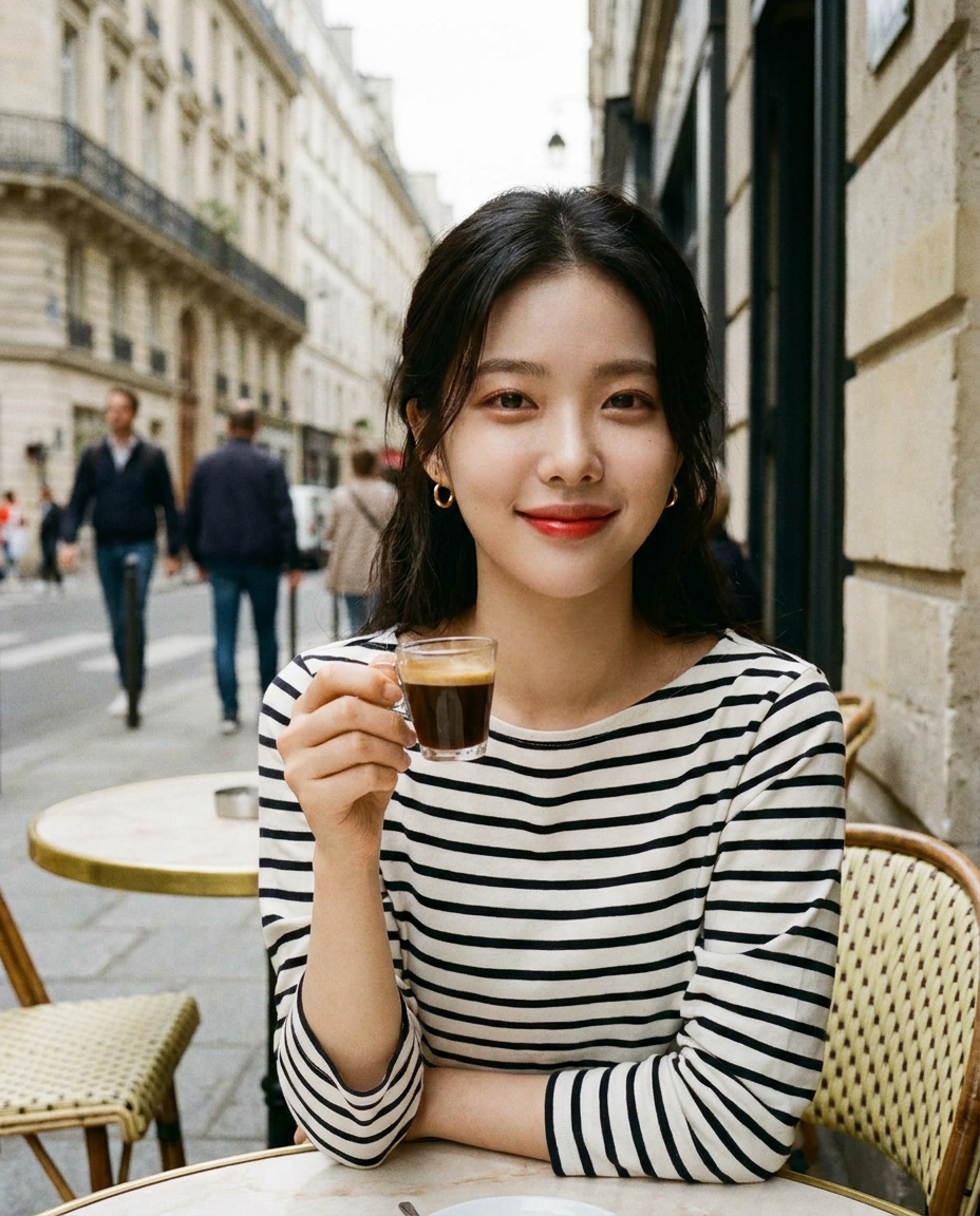Parisian Café Portrait · Upload Photo → French Girl You (Identity-Preserving)