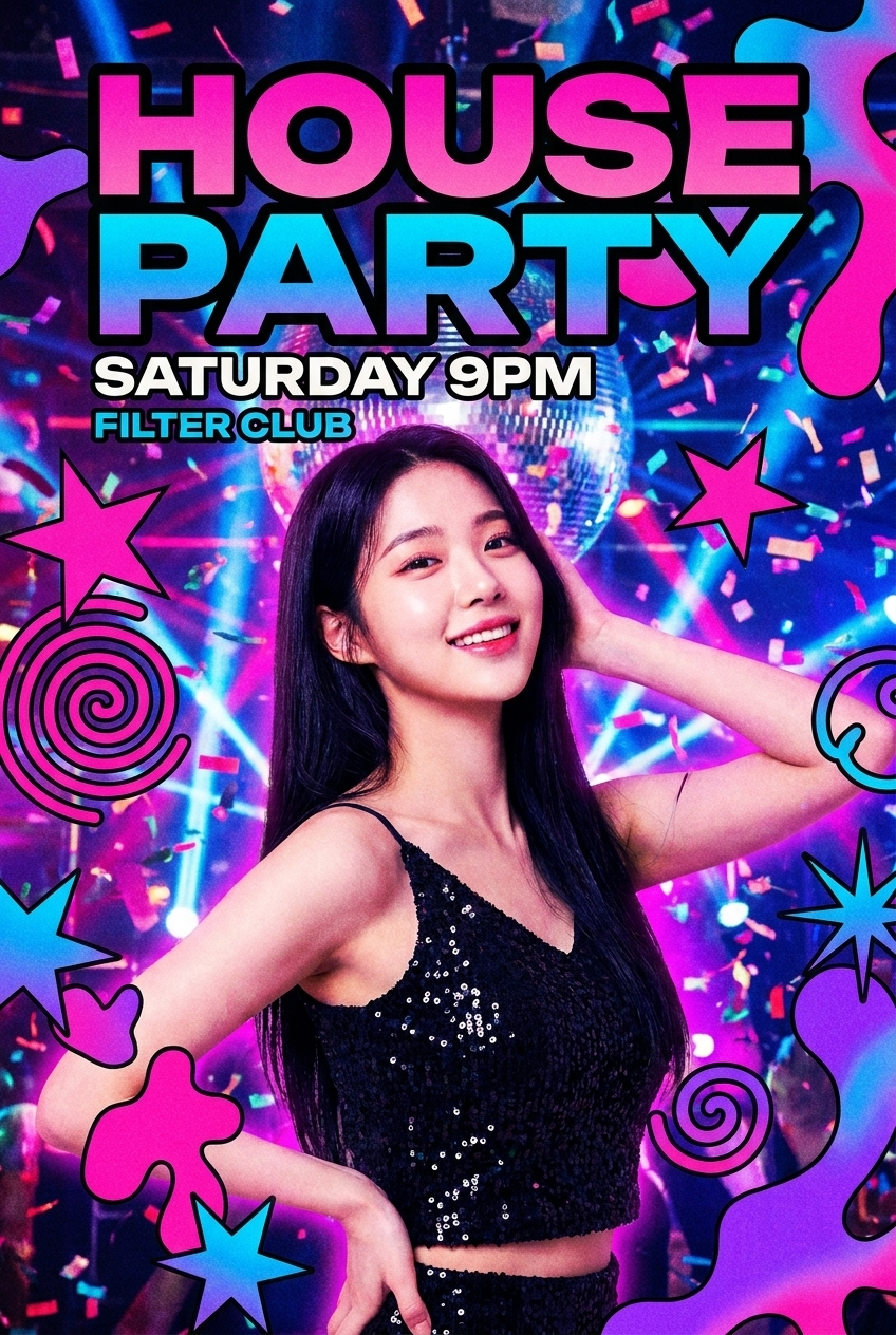 Neon Party Flyer · Upload Photo → You Headline the Party