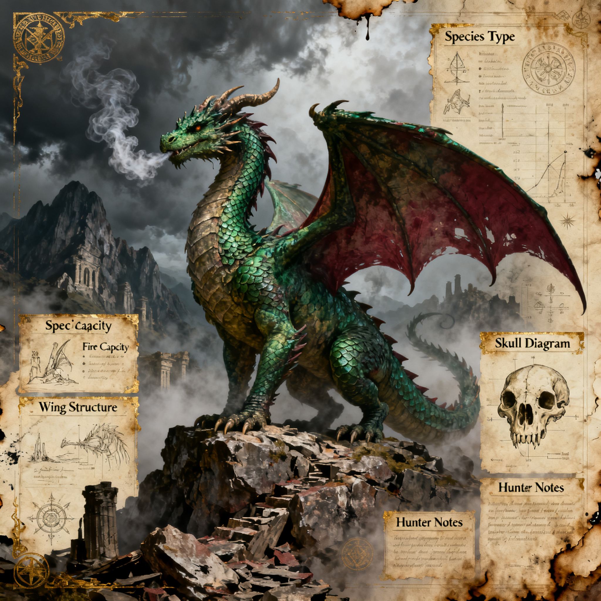 Vintage Dragon Encyclopedia Poster